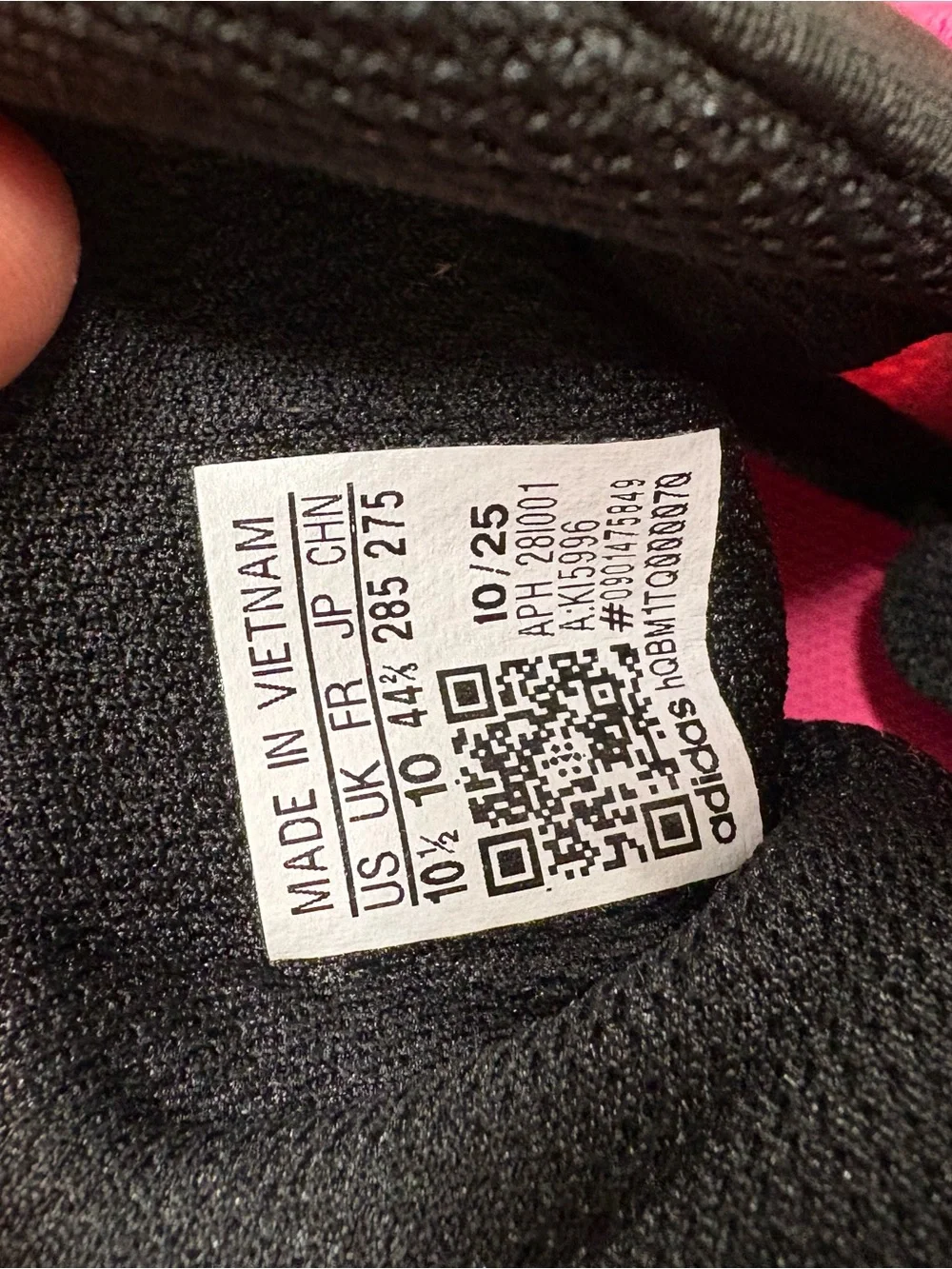 adidas Black and Pink Sport Sneaker